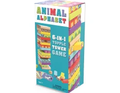 Animal Alphabet - Wooden Topple Tower with 6 Games<Wonderbox Clearance