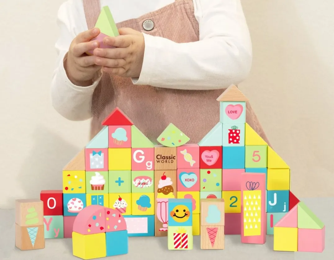 Sweet Cube Blocks - 68 Wooden Pieces<Classic World Online