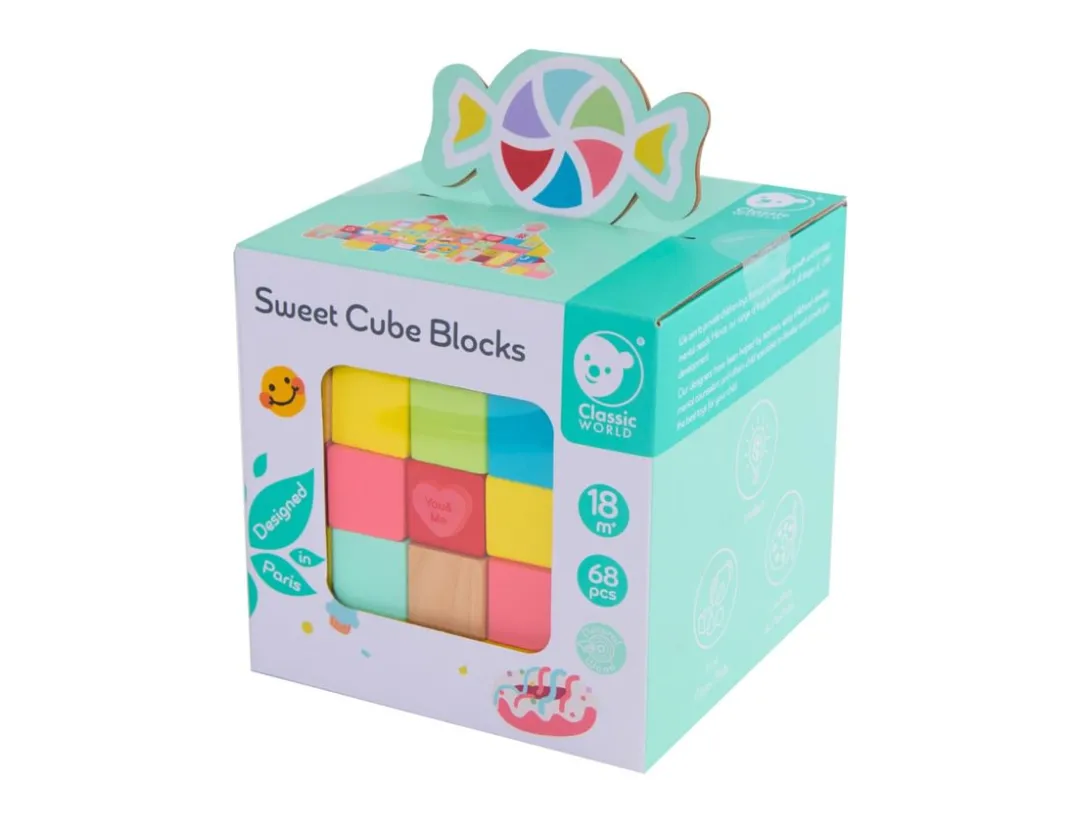 Sweet Cube Blocks - 68 Wooden Pieces<Classic World Online