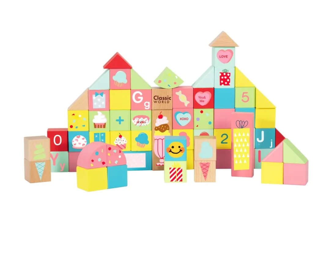 Sweet Cube Blocks - 68 Wooden Pieces<Classic World Online